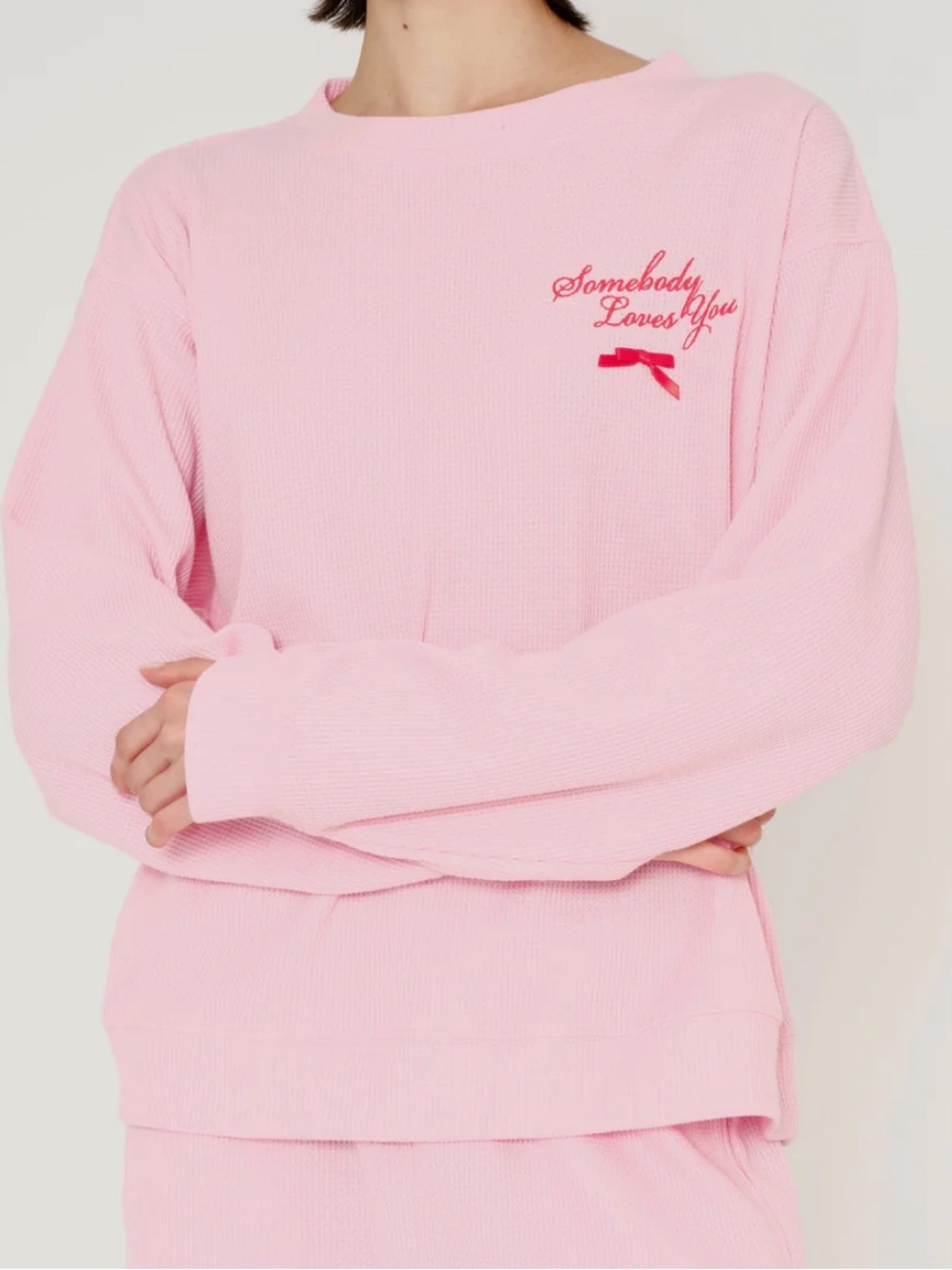 The Mayfair Group Somebody Loves You Waffle Crewneck sweatshirt size M/L NWT